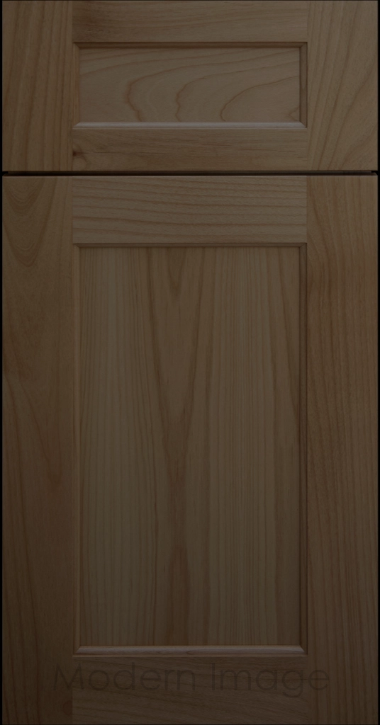 Close-up of our  Carlsbad II Shaker style cabinets with a warm Beachwood stain.